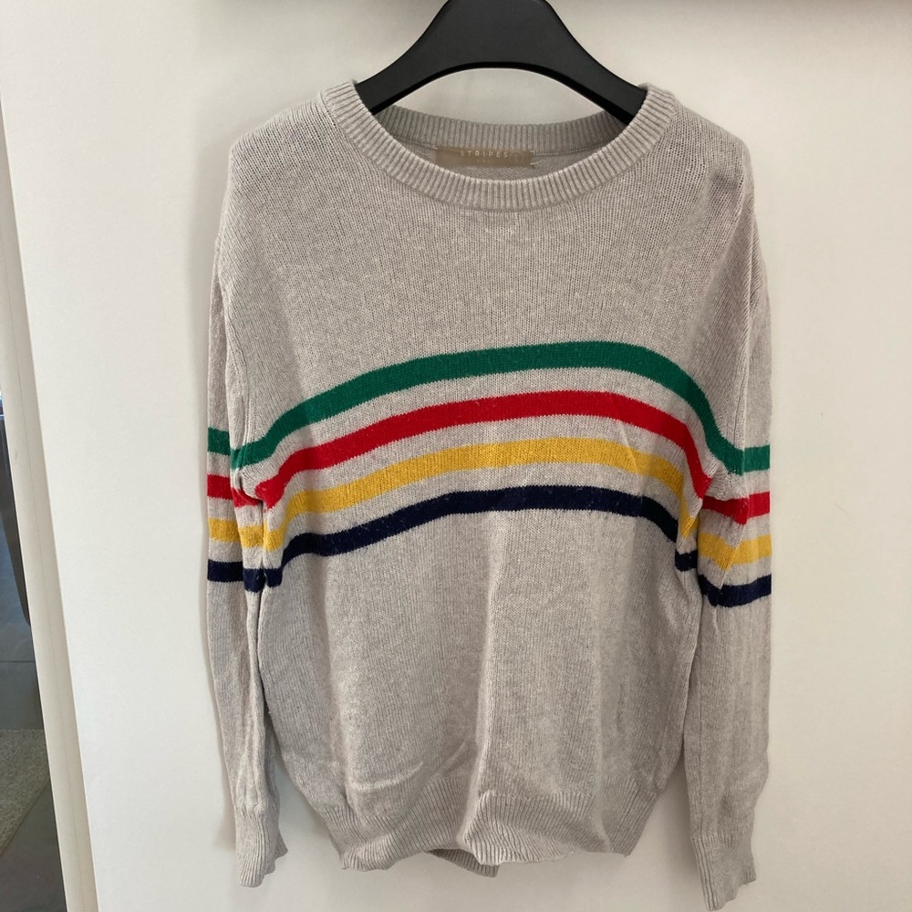Stripes HBC Gray Sweater with Colorful Stripes